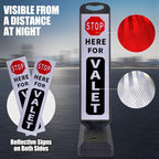 2 Pack 43" x 9.6" inch Double Sided Pedestrian Crosswalk Sign, 21.8" x 9.6" x 4" Durable HDPE Water Filled Base, Portable High Visibility Reflective Traffic Safety Parking STOP Signs (White-2Pack)