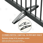 Freestanding Dog Gate with Door, Pet Gate for Stairs, 80 inch Wide Pet Barrier Indoor, Dog Fences Indoor, Support Feet Included, 4 Panels, 24" Tall, Grey