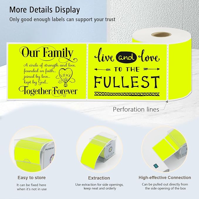 3x5 Inch Thermal Label Stickers,300Pcs Waterproof Rectangle Labels for Storage Bins,Moving Boxes,Address & Inventory Organization,Small Business Labeling,Fluorescent Yellow