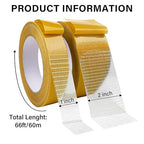 WINNOW Heavy Duty Double Sided Rug Tape 1 Inch / 2 Inch x 66 Feet – Carpet Tape Gripper for Wood, Tile & Carpet, Non‑Slip, Strong Hold, Removable, 2 Rolls