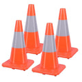 4 Pack 18" Traffic Safety Cones with Reflective Collars, Orange Construction Cone, Restorable Parking Cones, Heavy Duty Road Cones for Parking Lot, Traffic Control, Driveway Road Parking
