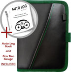 Glove Box Compartment Organizer - Car Document Holder - Owner Manual Case Pouch - Vehicle Storage Wallet for Registration & Insurance Card - Premium Auto Paperwork Holder - Log Book included - Green