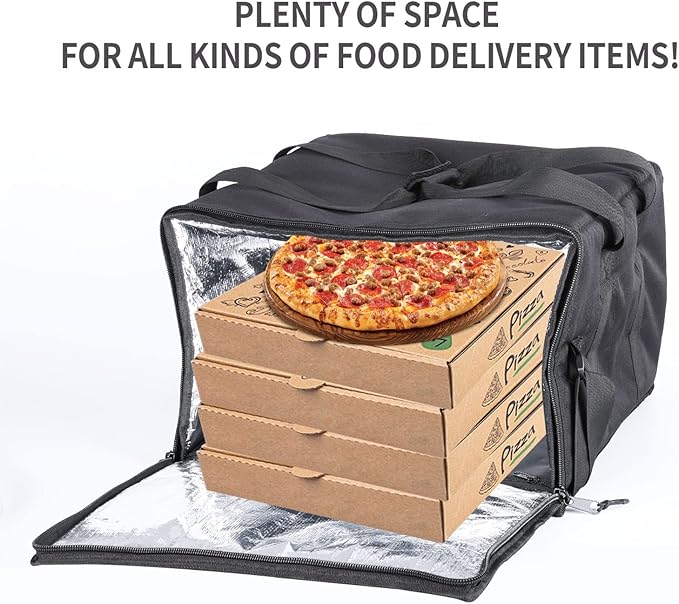 Insulated Heated Delivery Bag with Handle - Portable Microwave Food Warmer, Collapsable Grocery Boxes - Picnic Lunch Pizza Container for Food Transport