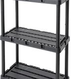 Gracious Living 3 Shelf Knect-A-Shelf Solid Light Duty Storage Unit 12 x 24 x 33 Organizer for Home, Garage, Basement & Laundry, Black