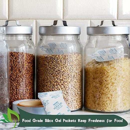 VacYaYa 20 Gram(30Packs) Food Grade Moisture Absorbers Silica Gel Packs Desiccant for Storage,Food Safe Dessicant Silica Gel Packets for Moisture Storage Control