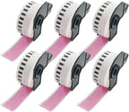 BETCKEY - Continuous Length Labels Replacement for Brother DK-2214 (0.47 in x 100 ft), Compatible with Brother QL Label Printers [6 Rolls/Continuous Labels, Pink]