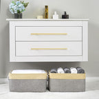 TheWarmHome Storage Basket - 15.7L×11.8W×8.3H 1 Pack Large Baskets for Organizing Shelves, Storage Bins for Clothes Book Shelf Home Fabric Storage Cubes (Gold and Grey)