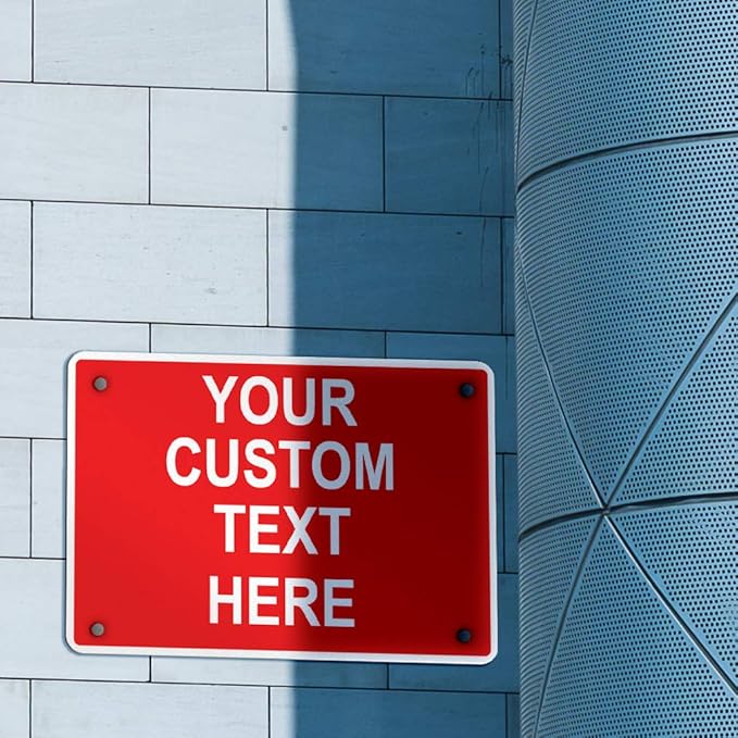 Aluminum Weatherproof Metal Sign Multiple Sizes Custom Personalized Text Here Red White Danger Horizontal Street Signs 10x7Inches