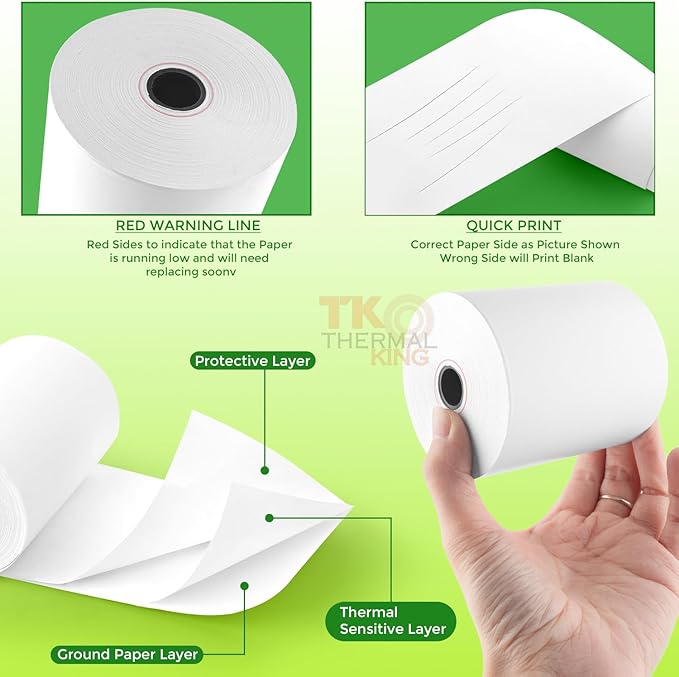 (30 Rolls) 3 1/8" x 230' Thermal Paper, POS Receipt Paper for Retail Business Cash Register, Fits Most Credit Card Terminal Point Of Sale