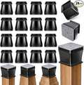 24 Pcs Chair Leg Floor Protectors Square,Black Silicone Felt Furniture Leg Pads Caps Covers for Hardwood Floors(Fit:1-1/16" to 1-5/8")
