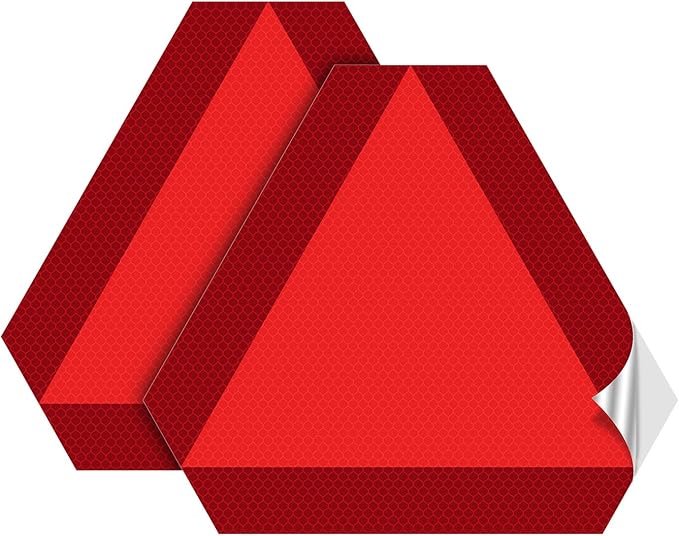 2 Pack Slow Moving Vehicle Triangle Sticker,7"x8" Diamond Grade Reflective SMV Stickers, Waterproof Self-Adhesive Vinyl Slow Moving Vehicle Signs for Golf Cart, ATV, UTV & Small Equipment