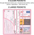 Cacturism Car Registration and Insurance Holder, Car Accessories Vehicle Glove Box Car Organizer Women Car Accessories with Magnetic Shut for Cards, Essential Document, Driver License, Pink