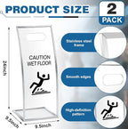 2 Packs 24 Inch Caution Wet Floor Sign Sturdy Acrylic Safety Warning Signs Safety Warning for Commercial Use Hotels High-end Exhibition Halls Market Schools Offices Restrooms Pool Decks Shops