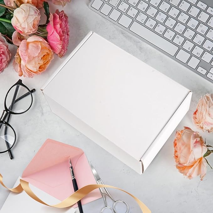 12x9x4 inches Shipping Boxes Set of 20, Small Corrugated Cardboard Box, Literature Mailer, Gift Boxes (White, 12x9x4)
