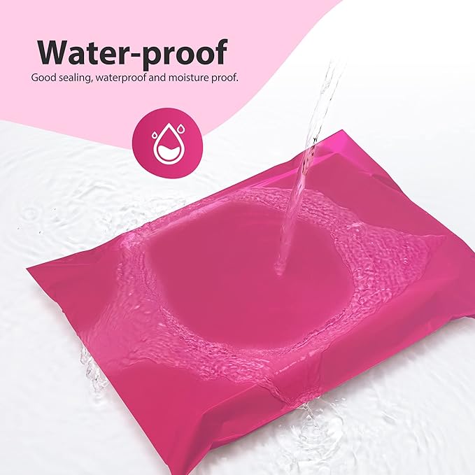 Fuxury Poly Mailers 14.5x19 Inch 500 Pcs, Bulk Shipping Bags for Clothing, Strong Adhesive Shipping Envelopes for Small Business Suppliers,Waterproof Mailers Poly Bags Mailing Envelopes Pink