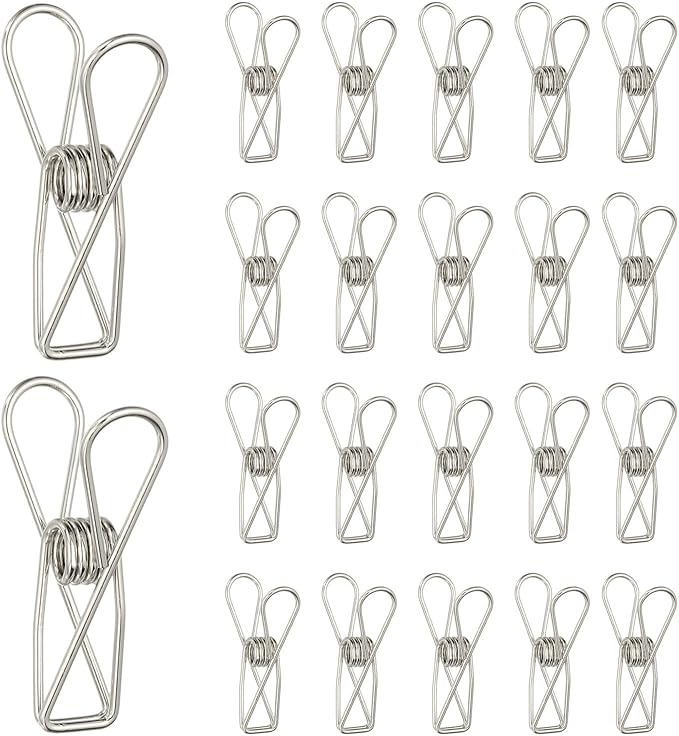 PATIKIL 50Pcs Paper Office Binder Clips, 1.26" Small Metal Wire Hollow Out Paper Clamps Long Tail Binder Clips for Photo Clothes Hanging Office Home Kitchen Food Package, Silver