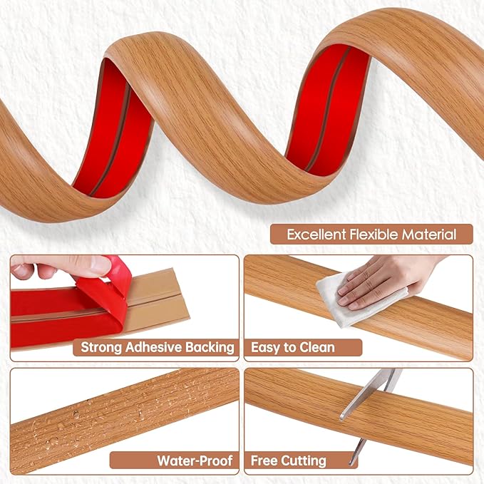 Floor Cord Cover for Wires on Floor Self Adhesive Cord Hider Floor Cable Management Wire Covers for Cords Protector Prevent Cable Trips Cord Cavity W 0.47" x H 0.27", Brown Wood, 20Ft
