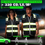 BeautyWill Custom Logo 10 Pockets Safety Vest Class2 ANSI Certified High Visibility Reflective Vest