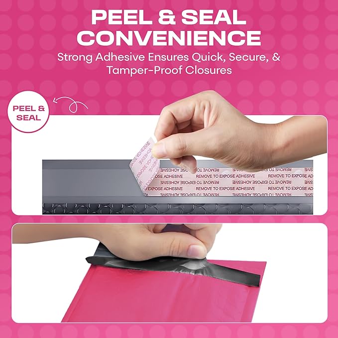 Hot Pink Poly Bubble Mailers 8.5x12 inch #2 | Self Seal Padded Envelopes | Cushioned Bubble Mailer | Usable Size 8.5x11 | WaterProof | Lightweight mailing Shipping Bags | 200 Pack Bulk
