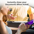 Car Registration and Insurance Holder, Leather Car Glove Box Organizer, Cool Car Accessories for ID, Driver's License Cards & Essential Document,business cards,Men&Womenpurple and gold Marble