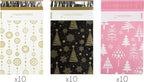 Inspired Mailers - Christmas Poly Mailers 6x9 Holiday Variety Pack of 30-10 each: Trees & Snowflakes, Rose Gold Trees, Gold Snowflake Baubles (6x9, 30 Pack)