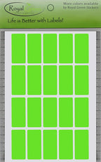 Royal Green Neon Green Rectangular Color Sticker 1.57inch x 0.75 inch - Color Code Labels Rectangle (40mm x 19mm) 100 Pack