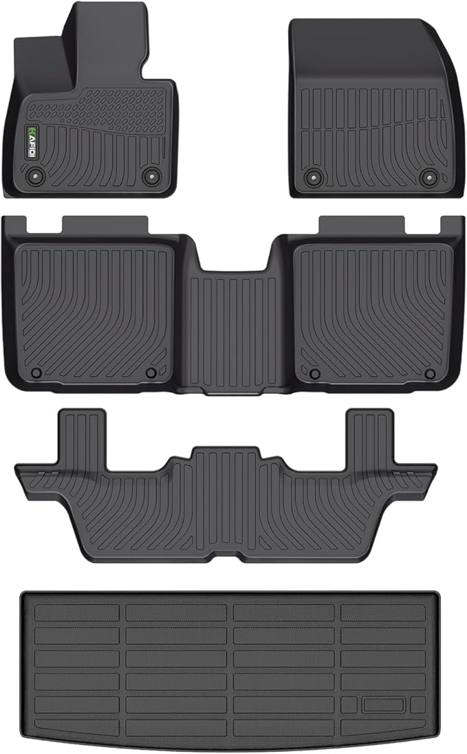 HAFIDI® Floor Mats & Cargo Liner Set Fit for 2023 2024 2025 Vinfast VF9 7 Seats All Weather Protection TPE Anti-Slip Automotive Full Set Floor Liners Custom Accessories - Black