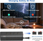 JUNNUJ Heavy Duty Power Strip with 8 Outlets and 4 USB Ports, Metal Wall Mount Surge Protector with 20 Amp 12 Gauge 6 FT Extension Cord for Garage, Industrial, Shop, ETL Listed
