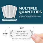 Personalized Return Address Labels - Custom Address Stickers on Sheets (50-1000 Labels) (Black and White)