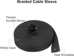 MECCANIXITY Braided Cable Sleeves Heat Shrinkable Fabric Sleeving, 1/4" 16ft Black 2:1 Ratio Heat Shrinkable Cord Protector for Harness Cable, Network Cable Protection, Cable Management