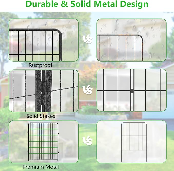 No Dig Decorative Garden Fence with Gate Rustproof Metal Fence Panels, 40in(H) x 64Ft(L) Garden Fencing for Yard 24 Panels Animal Barrier Fence for Dogs, Rabbit, Patio