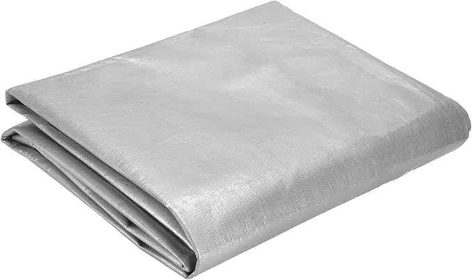 WHITEDUCK Super Heavy Duty Poly Tarp Cover 16 Mil & 10 Mil with Grommets and Reinforced Edges (Brown, White & Silver Black) (Silver Black- 10 Mil, 12' x 16')
