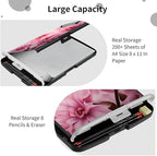 File Clipboard Storage with Pen Holder High Capacity Plastic Nursing Clipboards File Folder Storage Box Clipboard with Heavy Duty Clips for Teacher,Doctor,Offices-Pink Flowers