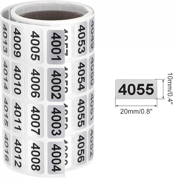 MECCANIXITY 4001 to 5000 Consecutive Number Stickers Inventory Label Black Numbers for Office Warehouse Numbering Classification