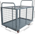 5 in 1 Mutipurpose Platform Truck Cart with Cage, 2200lbs Capacity Heavy Duty Rolling Cart Hand Truck with Wheels, 43.31"×27.56"×41.8" for Workshops Warehouses