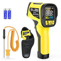 Infrared Thermometer Gun, Digital Laser Thermometrer Temperature Gun with Color LCD for Cooking, Pizza Oven, HVAC, IR Temp Gun with K-Probe, Adjustable Emissivity,-40°F to 1472°F(-40~800°C)