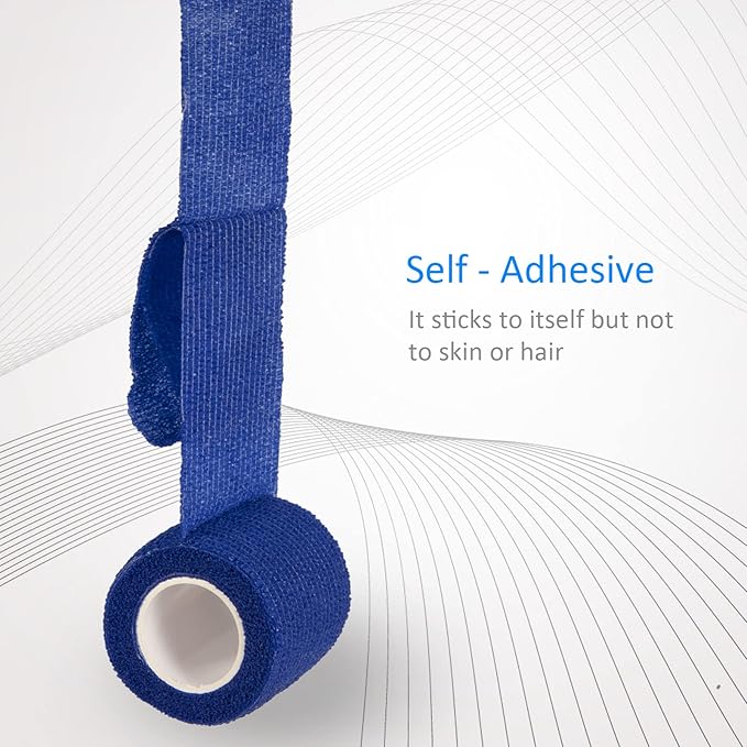 12Pcs 2”x 5 Yards Self Adhesive Bandage Wrap Elastic Bandage Wrap Self Adherent Cohesive Wrap Bandages for Wrist Ankle Vet Tape for Dogs Athletic Swelling Sprains Tape Grip Cover (Blue)