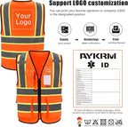 AYKRM 11 color High Vis Reflective Safety Vest for Women Men Security Pocket Zipper