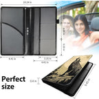 Car Registration and Insurance Holder, Leather Car Glove Box Organizer, Cool Car Accessories for ID, Driver's License Cards & Essential Document,business cards,Men&Women,Howling Wolfs and Moon