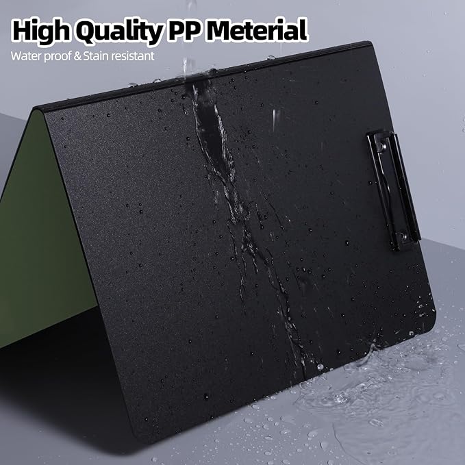 Clipboard Folder, 5 Pack A4 Foldable Clipboard with Horizontal and Vertical Double Metal Clips, 360 Degree Foldable Binder Clipboards with Pen Holder, File Cover Folder Clipboards, Green
