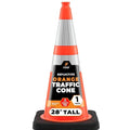 Xpose Safety 28 Inch Orange Traffic Cones Heavy Duty 10lb with 6" & 4" Collars, 1 Pack - Multipurpose PVC Plastic Safety Cone for Parking, Soccer, Caution, Kids and Construction - DOT Approved