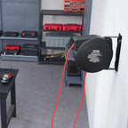 VEVOR Retractable Extension Cord Reel, 45 FT, Heavy Duty 12AWG/3C SJTOW Extension Power Cord with Lighted Triple Tap Outlet, 15A Circuit Breaker 180° Swivel Bracket for Ceiling or Wall Mount, Red