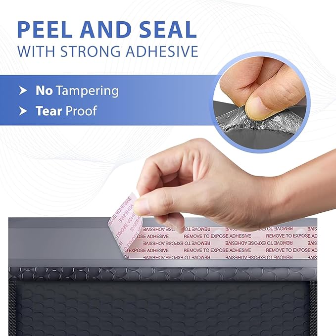 Black 10x13 Inch Poly Bubble Mailers |Self Seal Padded Envelopes for Thick books | Air Cushioned Bubble Mailer | Usable Size 9.5x13 Inch | Waterproof Lightweight Mailing Shipping Bags | 100 Pack Bulk