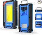 WARSUN LED Work Light Rechargeable, Magnetic COB Portable Worklights, 40w 1500 Lumens,Metal Hanging Hook 3 Lighting Modes, Job Site Lighting for Car Repairing,Camping,Hunting Repairing, Blue