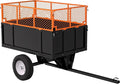 ATV UTV Trailer, Garden Utility Trailer Tow Behind Dump Trailers, 17 Cu.Ft Capacity & Heavy Duty 750 Lbs Steel Dump Cart, with Foldable Mesh Fence, Yard Garden Trailers for Lawn Mower Tractor