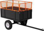 ATV UTV Trailer, Garden Utility Trailer Tow Behind Dump Trailers, 17 Cu.Ft Capacity & Heavy Duty 750 Lbs Steel Dump Cart, with Foldable Mesh Fence, Yard Garden Trailers for Lawn Mower Tractor