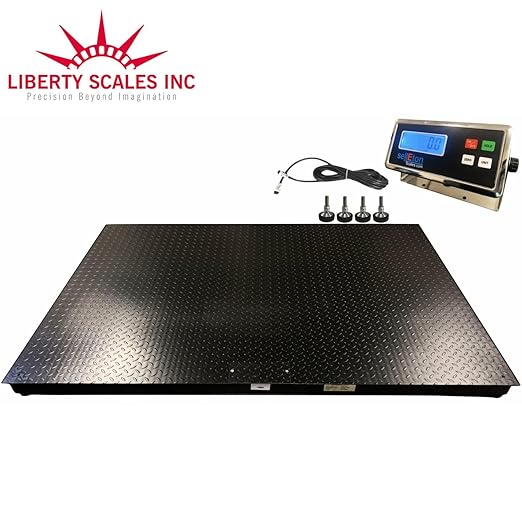 Heavy Duty Industrial 60" x 60" Floor Scale with 2 Bumper Guards Accurate Digital Pallet 5’ x 5’ Scales for Warehouse or Shipping Weighing (5000 lbs x 1 lb)