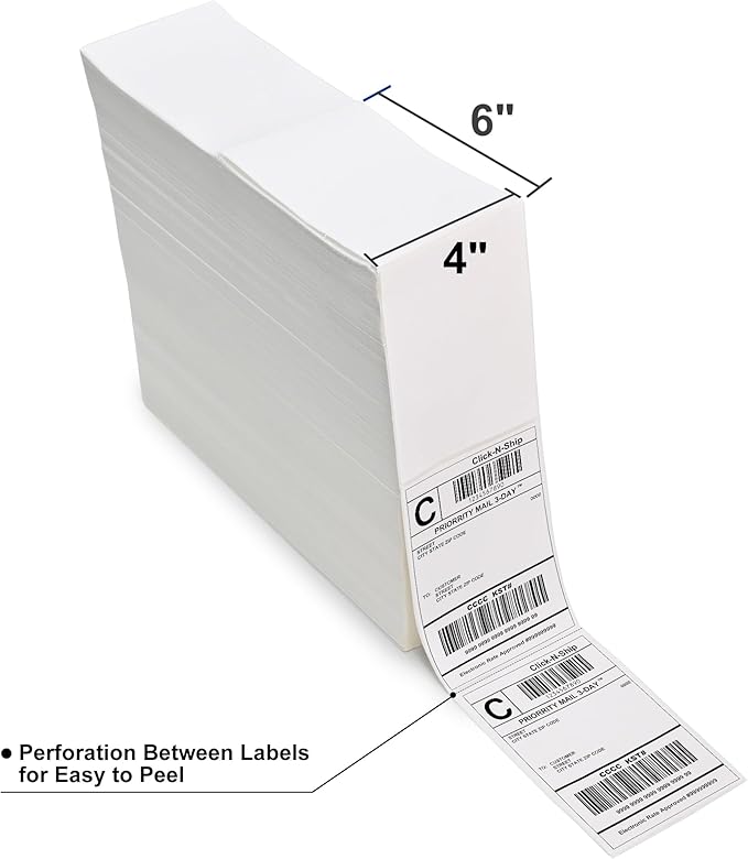 L LIKED 4 x 6 Thermal Labels Fanfold,5000 White Shipping Mailing Labels with Perforated and Strong Adhesive,Compatible with Zebra & Rollo Printer,Commercial Grade