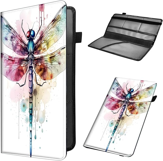 Car Registration and Insurance Holder, Leather Car Glove Box Organizer, Cool Car Accessories for ID, Driver's License Cards & Essential Document,business cards,Men&Women,Color Dragonflys