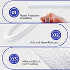 Cable Management Sleeves 1in - 2 Pack 4.1ft Split Braided Cable Sleeve White, Hard PE Cord Protectors from Pets, Wire Organizers for Cords, Flexible Cord Wrap Wire Sleeve for Computer Cord Organizer